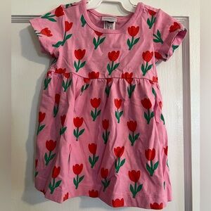 Hanna Andersson Pink Dress with Red Tulip Pattern